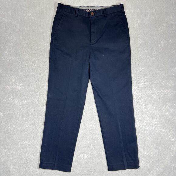 Brooks Brothers Golf Pants Clark Navy Blue Trousers Chino Flat Front Men’s 34x30